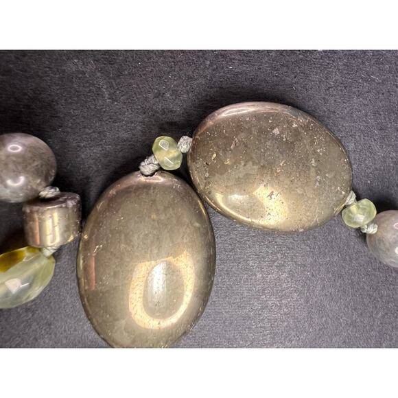 NEW pyrite and labradorite 32 inch necklace with sterling silver clasp - Picture 5 of 15